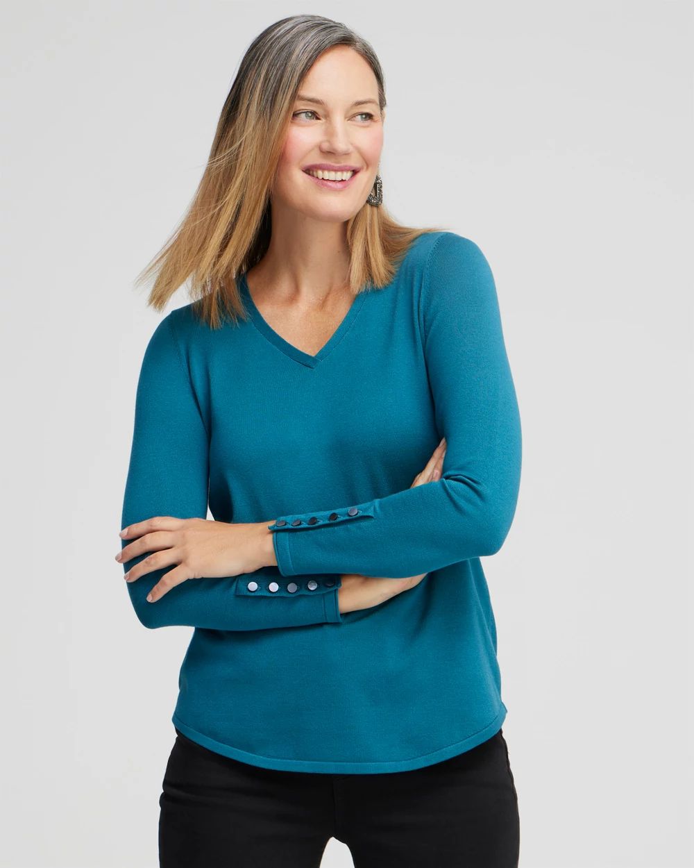 chiconun13-15 Spun Rayon V-neck Pullover Sweater | Chico's